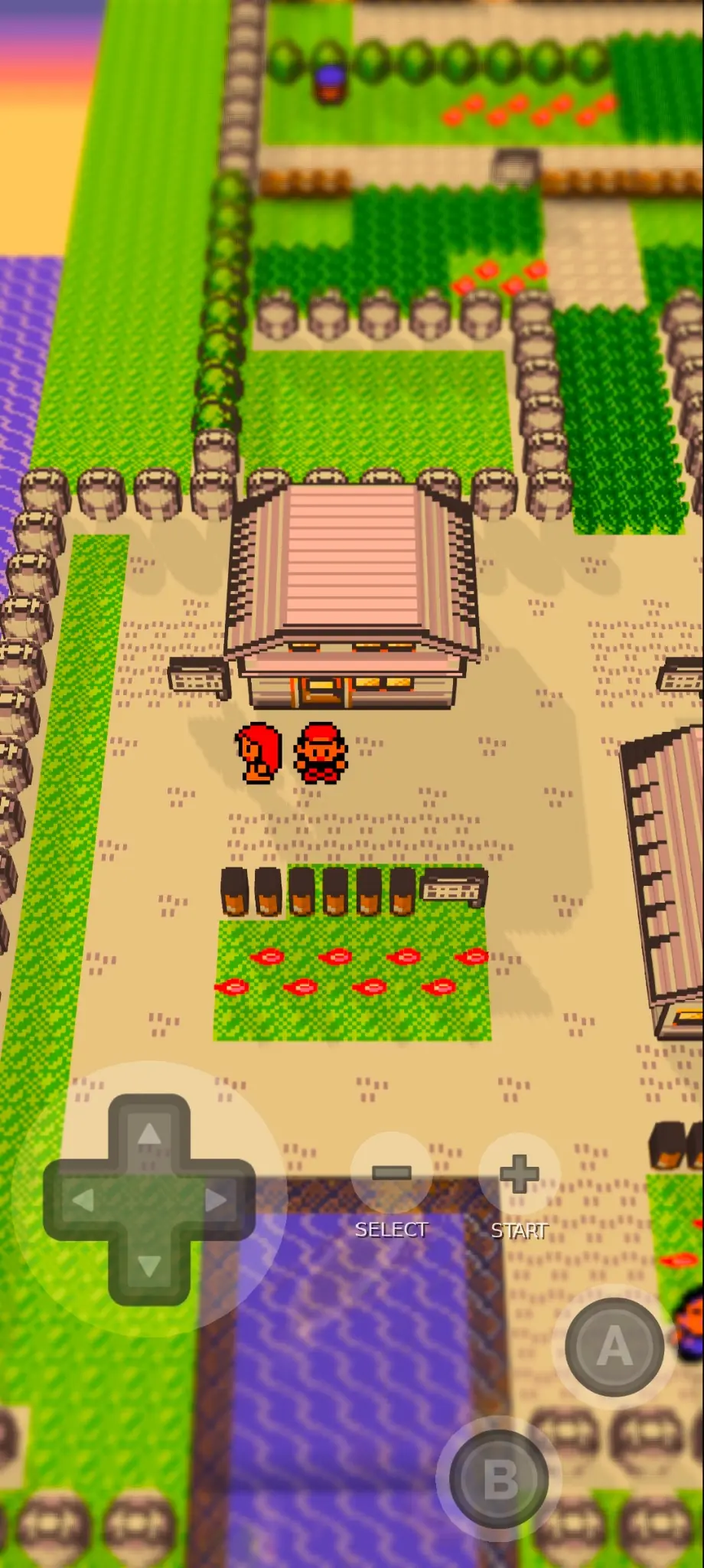 Voxel 35 shows a deeper 3D view while keeping the nearby map easy to see. Pokemon Red 3D map on Android with the Voxel setting at 35.