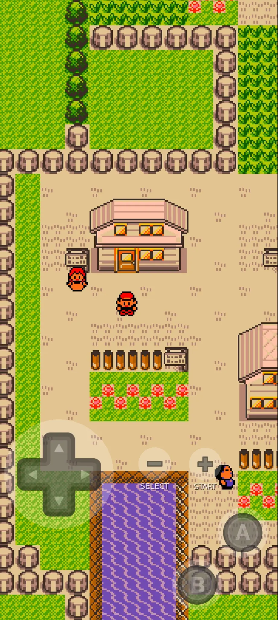 Voxel Off keeps the classic flat Pokemon Red map on Android. Pokemon Red in the classic flat view with Voxel set to Off on Android.